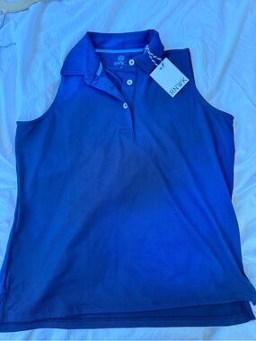 Renwick NWT womens navy golf tank size large tech pique polo